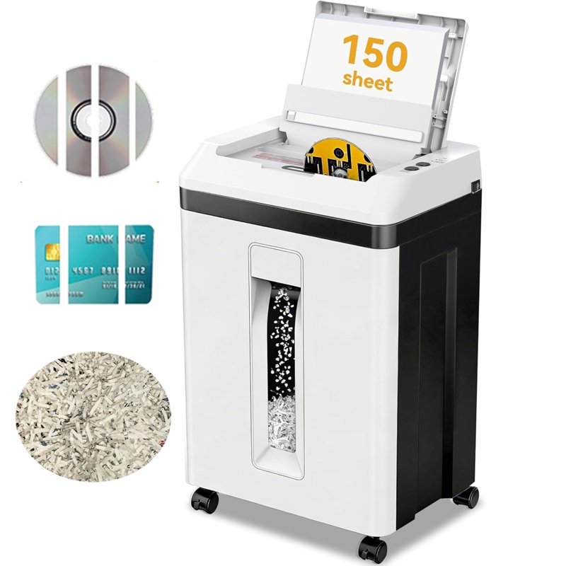 Heavy Duty Micro Cut Paper Shredder for Home Office with Auto Feed 150 Sheets