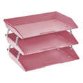 Acrimet 3-Tier Letter Tray Organizer - Side Load, Pink Plastic Desktop File Holder