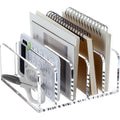 Acrylic Desk File Organizer Holder - 5 Clear Mail Sorter & Document Racks
