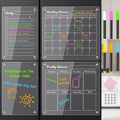 Magnetic Acrylic Calendar Set for Fridge - Dry Erase Weekly & Monthly Planner with Markers