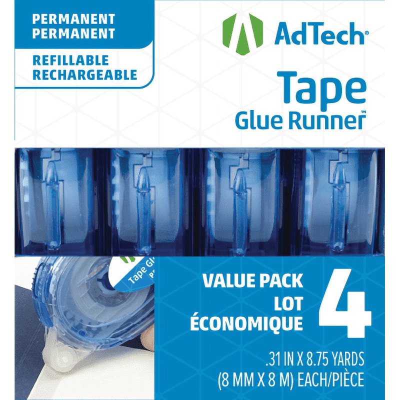 Double Sided Crafting Tape 4 Pack - Permanent Adhesive for Scrapbooking & DIY