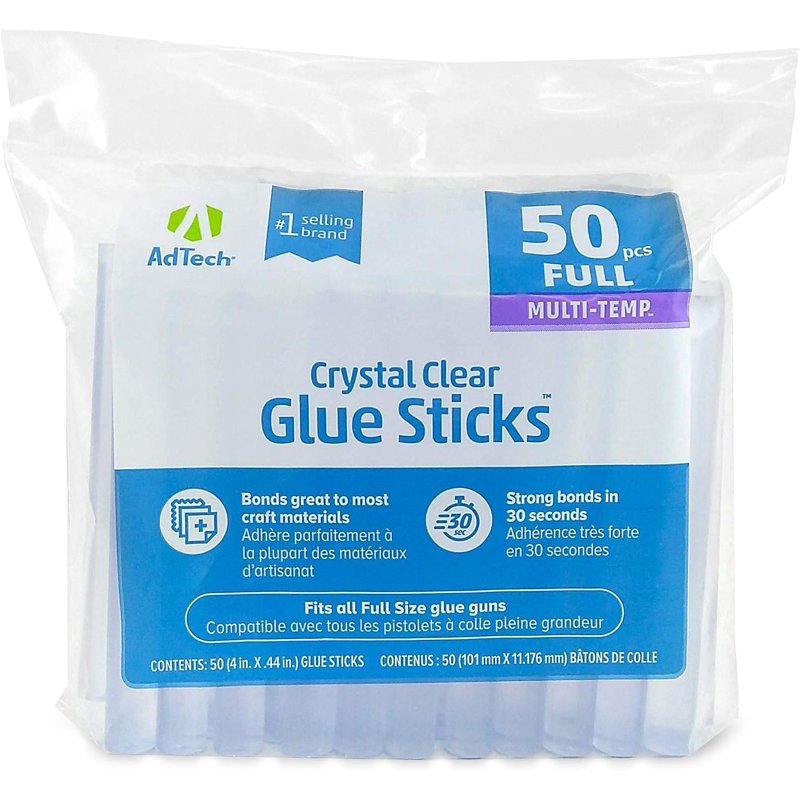 Full Size Hot Glue Sticks 50-Pack - Multi-Temp Adhesive for Crafts & Repairs