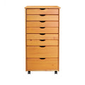 Solid Wood Storage Cart with 6+2 Drawers - Mobile Utility & Craft Organizer