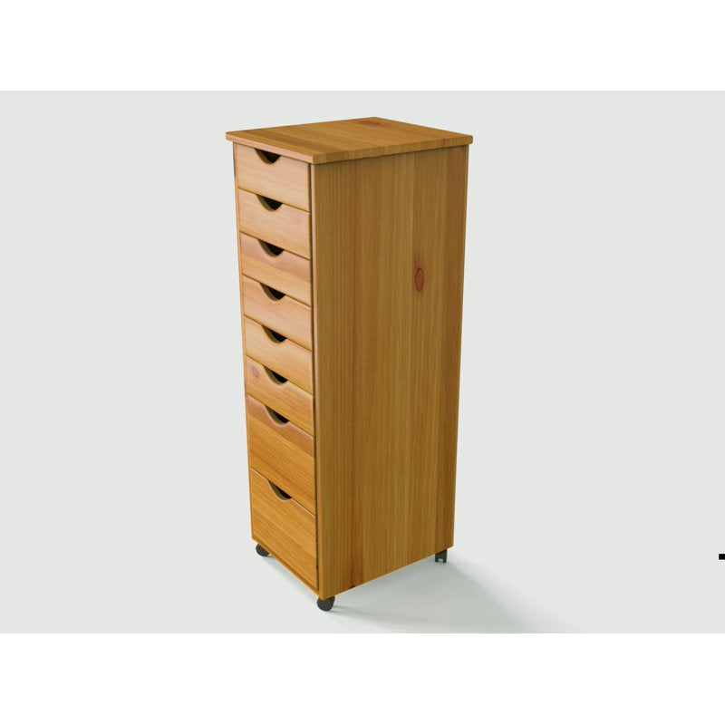 Solid Wood Utility Cart with 6+2 Drawers, Mobility & Deep Storage