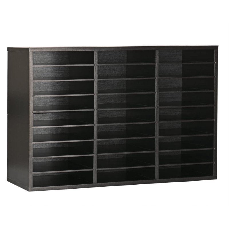 Wooden Classroom Mailbox Organizer with Removable Shelves - 27 Slots, Black