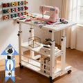 Adjustable Height Mobile Craft Table 60x40 Workstation with Lockable Wheels