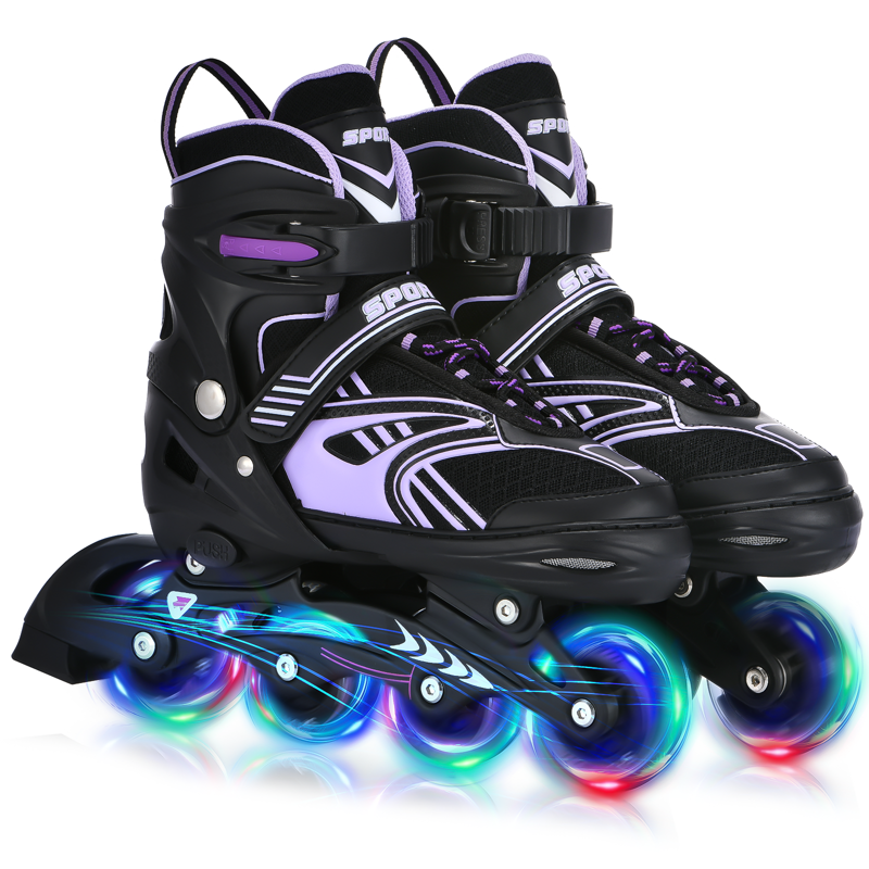 Adjustable Kids Roller Skates with Light-Up Wheels for Beginners, Outdoor Inline Skates