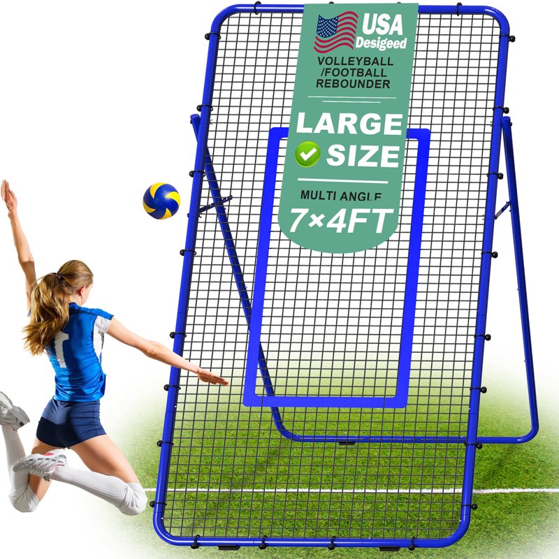 Adjustable Volleyball Rebounder Net - Portable 7x4 FT Practice Equipment for Volleyball, Lacrosse, Baseball, Soccer