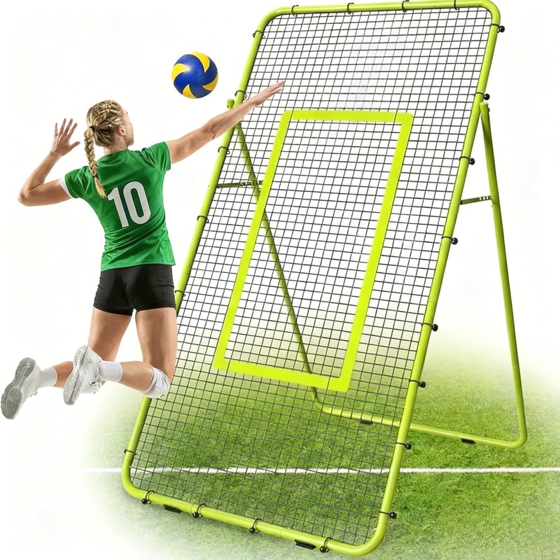 Adjustable Volleyball Rebounder Net 7x4 FT with Steel Frame & Multi-Angle Practice