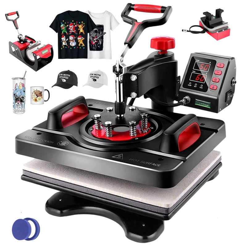 5-in-1 Heat Press Machine 15x12 Inch with Digital Control for T-Shirts Mugs Hats