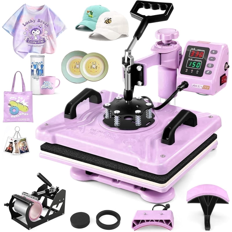 5-in-1 Heat Press Machine Combo for T-Shirts Hats Mugs Plates