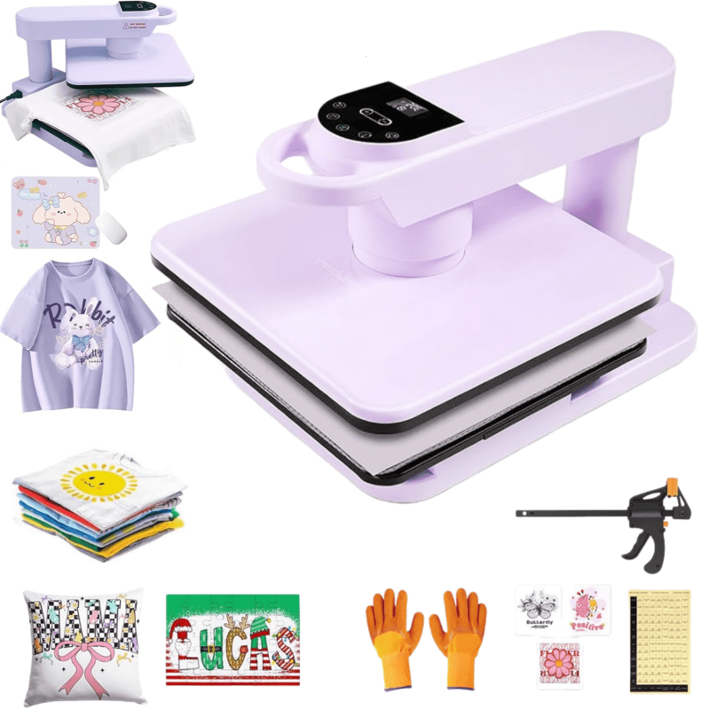 Automatic 15x15 Heat Press Machine with 360° Swing & High Workspace for Sublimation T-Shirts and Hoodies