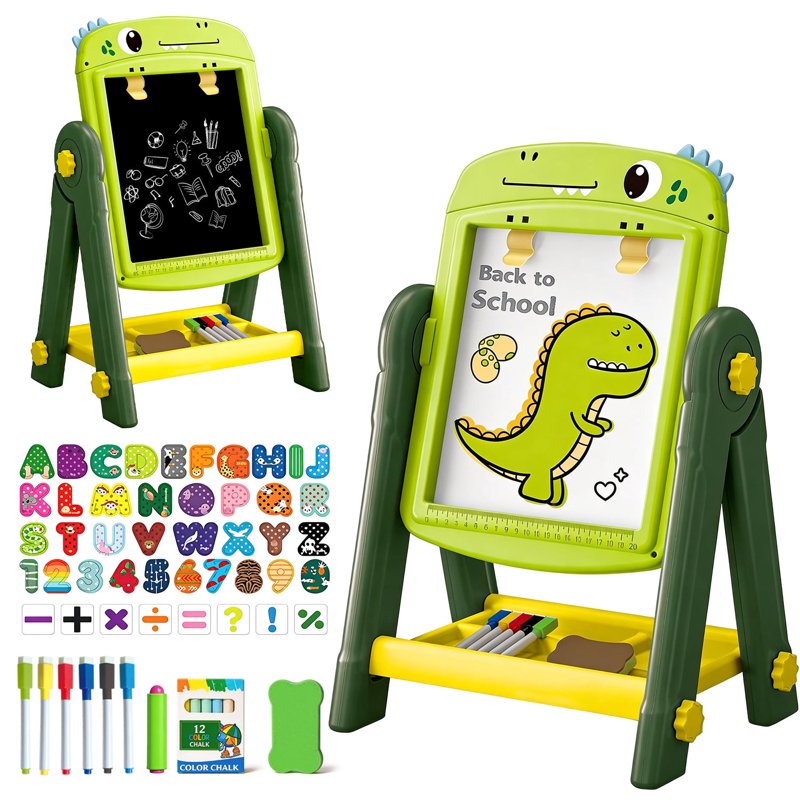 Kids Double-Sided Magnetic Art Easel with Painting Accessories, 3-8 Years