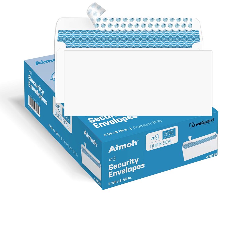 Self-Seal Closure Business Envelopes White Security #9 3-7/8" x 8-7/8" 500+ Count