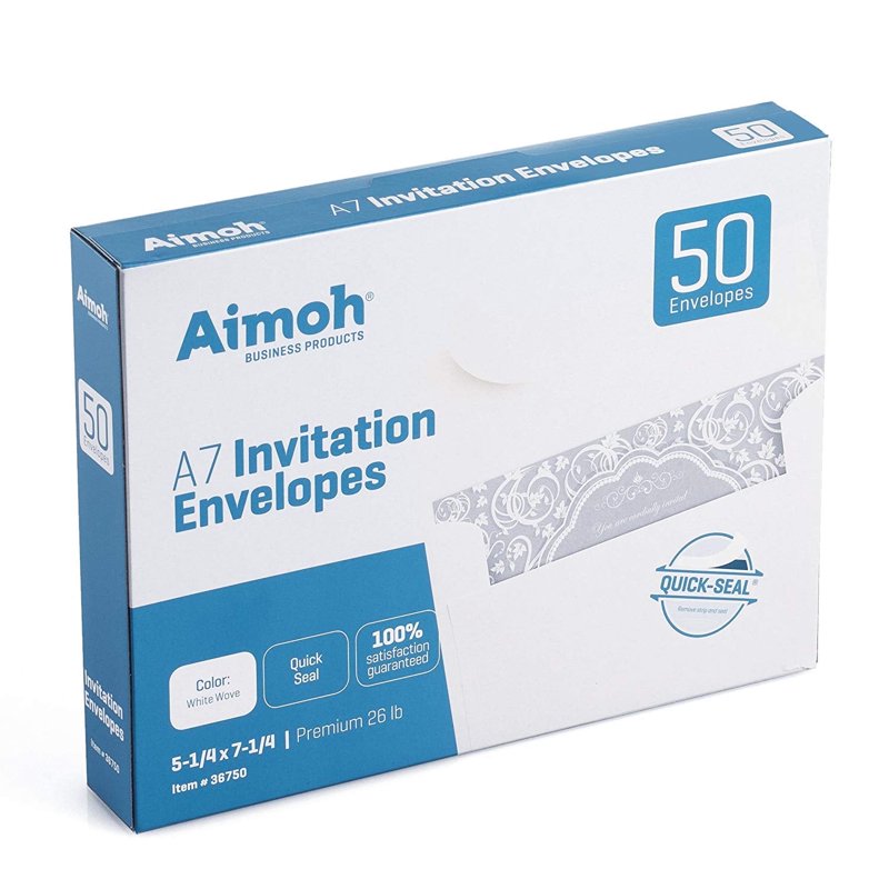A7 Self-Seal Invitation Envelopes 5x7 White Pack of 50