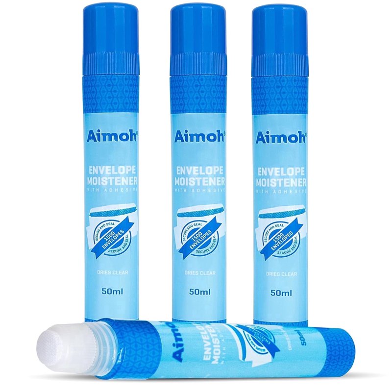 Envelope Moistener with Adhesive - Fast-Drying Clear Glue Stick, 4 Pack