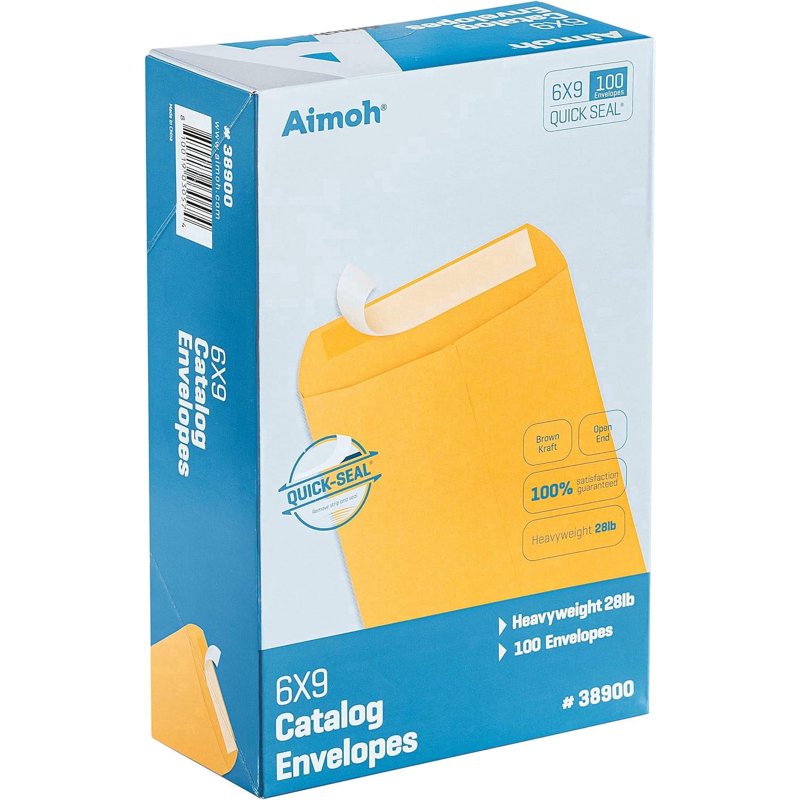 Self-Seal Brown Kraft Security Envelopes 6x9 Inches - Bulk Pack of 100