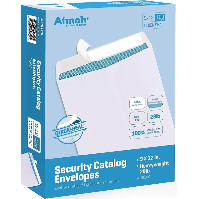 Self-Seal Security Envelopes 9x12 White Catalog Mailing 500 Count