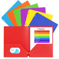 7-Color Plastic Folder Set with 2 Pockets & Card Slot for School & Office