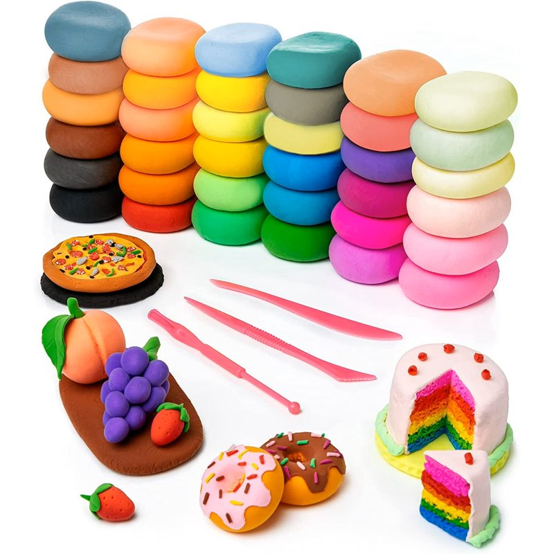Kids Air Dry Clay Kit with 36 Colors & Sculpting Tools - Non-Toxic, Mess-Free Craft