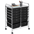 12-Drawer Mobile Storage Cart with Lockable Wheels, Steel Organizer
