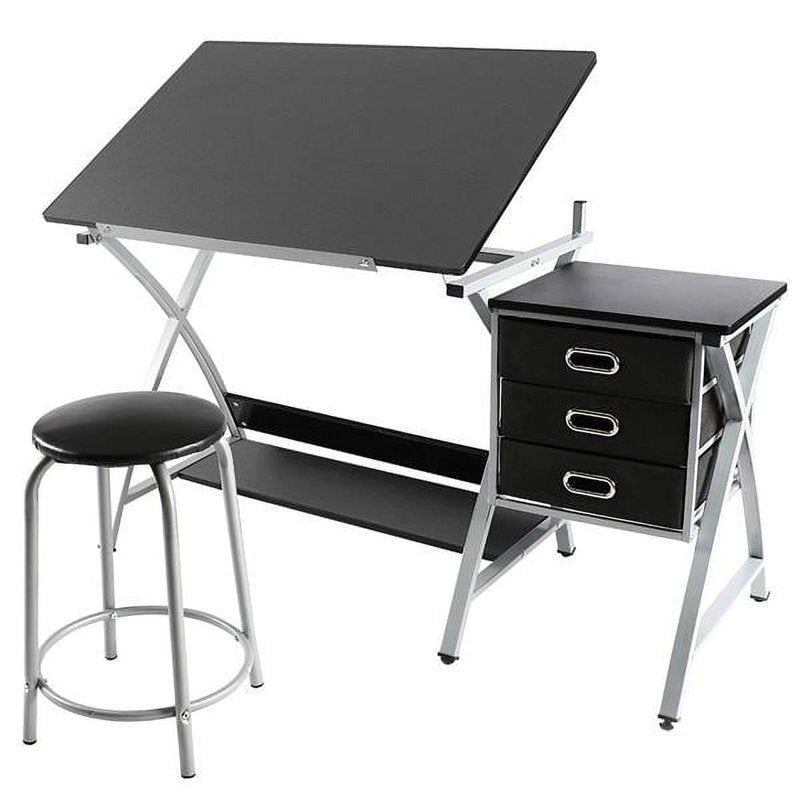 Adjustable Steel Drafting Table with Stool - Art & Office Workspace