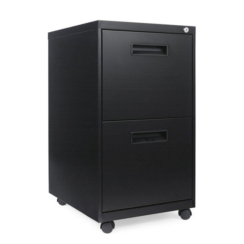 Alera Metal Pedestal File Drawer - 2-Drawer Office Storage Black