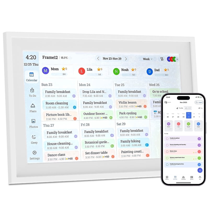 Smart Touchscreen Digital Calendar Wall Clock for Family & Home Office