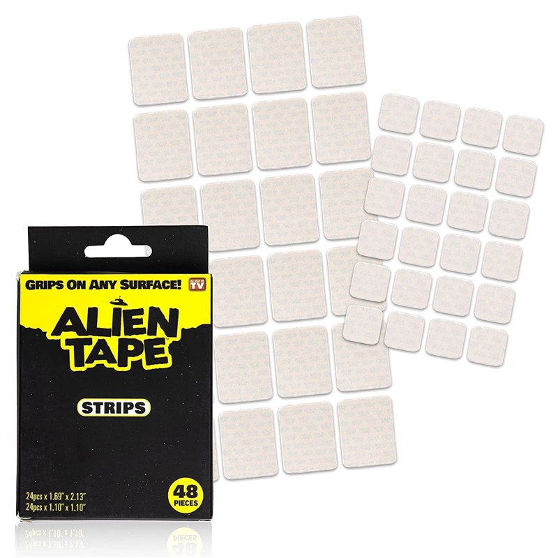 Reusable Double Sided Mounting Tape - Transparent Adhesive Strips for Indoor & Outdoor Use, 48 Pcs