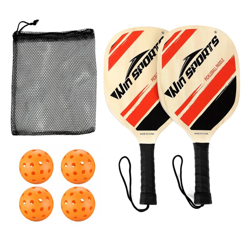 Wooden Pickleball Paddles Set - Durable 2-Paddle & Balls Kit by Aljoin