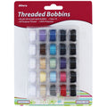 Allary Threaded Sewing Machine Bobbins Set - Assorted Polyester Thread, 50 Yards, 25 Pieces