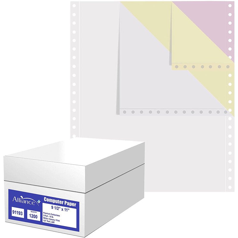 Premium Carbonless Computer Paper 9.5x11 Inch Multi-Part Perforated 1200 Sheets
