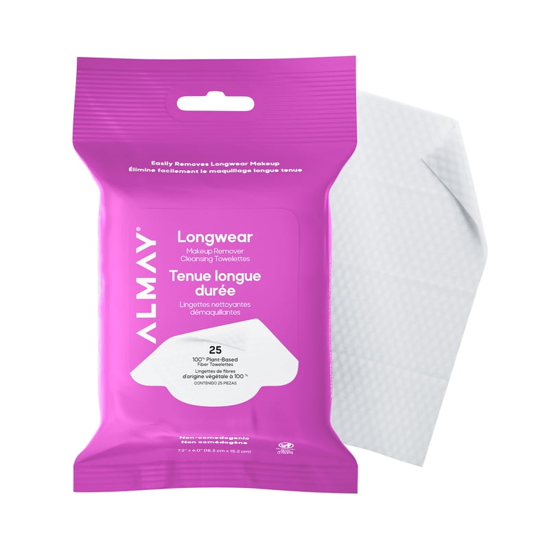 Longwear Makeup Remover Cleansing Towelettes - Hypoallergenic, Fragrance-Free, Portable Pack