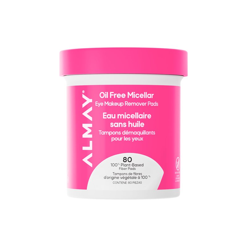 Micellar Eye Makeup Remover Pads - Gentle, Hypoallergenic, Fragrance-Free, 80+ Count