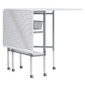 Height Adjustable Foldable Craft Table with Sewing Storage and Cutting Grid