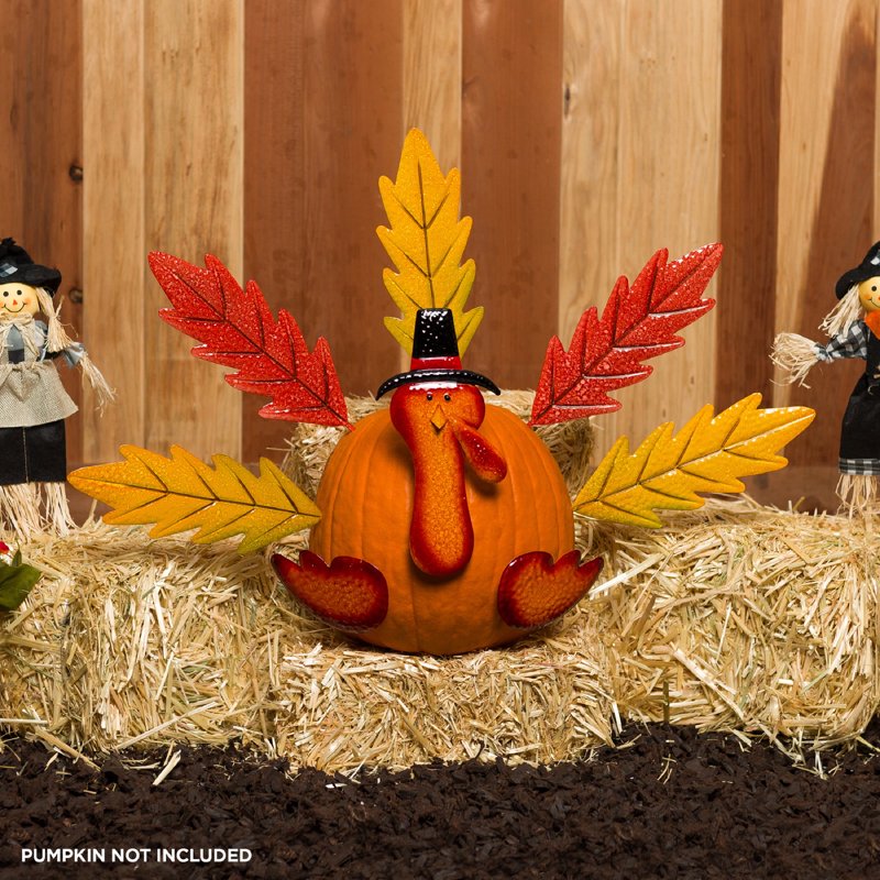 Thanksgiving Turkey Craft Kit with Metal Feathers for Pumpkin & Fruit Decoration