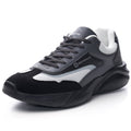 Retro Platform Dad Sneakers - Chunky Leather & Knit Athletic Shoes for Men