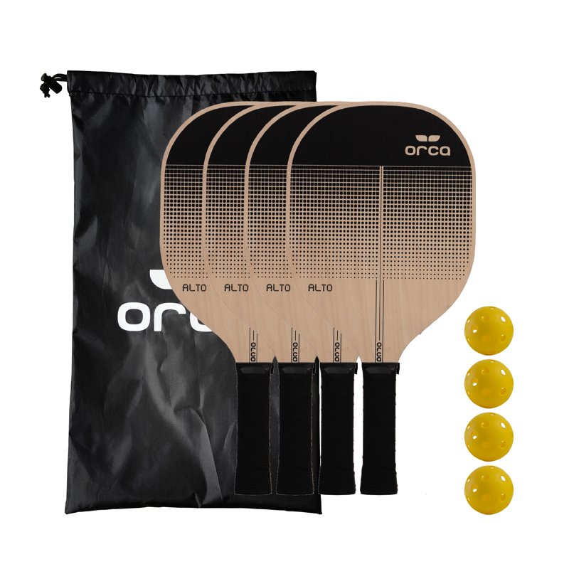 ORCA Alto 4-Pack Pickleball Paddles with Leather Handle - Black (4 Count) Variation of THIS listing