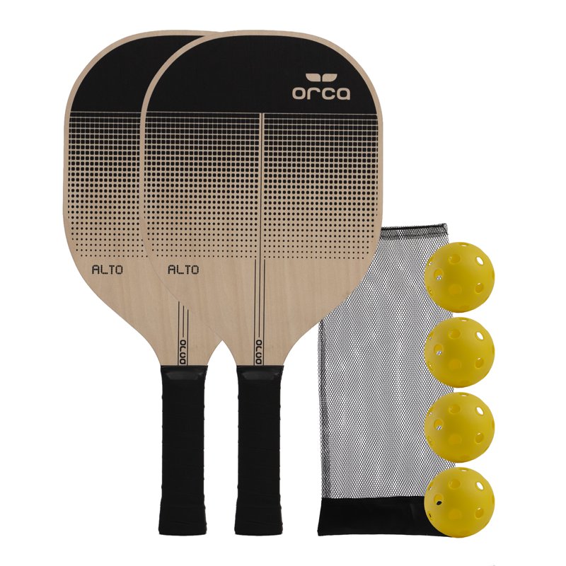 Orca Alto Wood Pickleball Paddle Starter Edition 2-Pack - Beig/Black, 10 oz