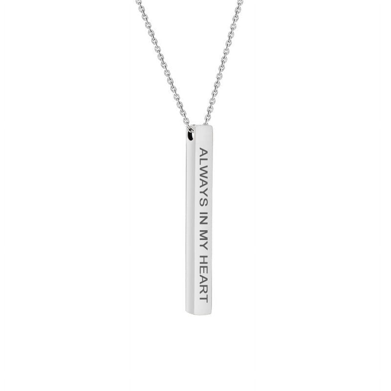 Inspirational Silver Stainless Steel Quote Bar Necklace - Fathers Day Gift