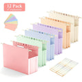12 Pack Expanding Hanging File Folders - Letter Size Plastic Office Organizer
