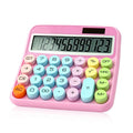 Mechanical Switch Calculator with Big Buttons - Pink Kids Desktop Calculator for School & Office
