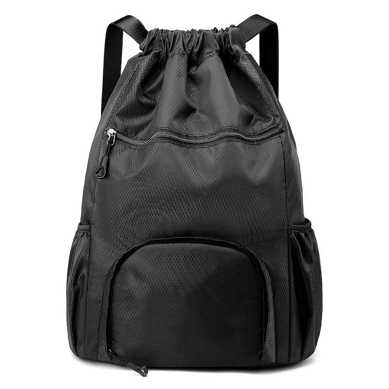 Water-Resistant Sports Drawstring Backpack with Shoes Compartment - Gym & Travel Bag