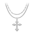 Men's Silver Tone Cross Pendant Necklace Set - 2 Piece Jewelry Gift