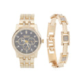 Men's Gold Metal Bracelet Watch & Jewelry Set - Chronograph & Link Strap