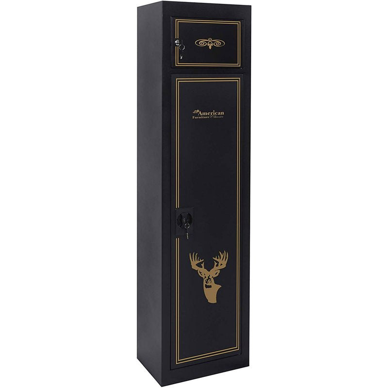 Gun Safe Storage Cabinet for 5 Rifles & Pistols - Heavy-Duty Metal, Black