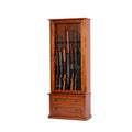 8-Gun Locking Display Cabinet with Storage - Traditional Brown Wood Finish