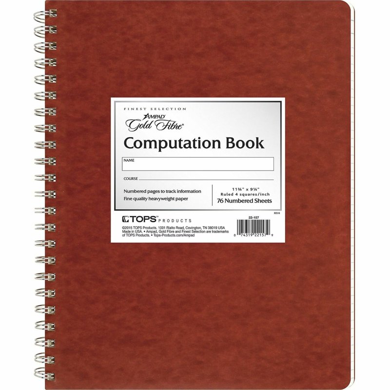 Retro Computation Notebook with Graph Ruling - 76 Sheets, Red Cover
