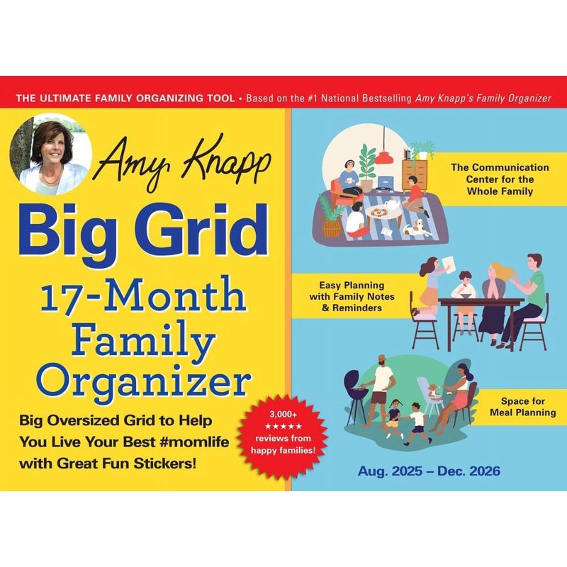 2026 Family Wall Calendar with Big Grid Layout, 17-Month Organizer, August 2025 - December 2026