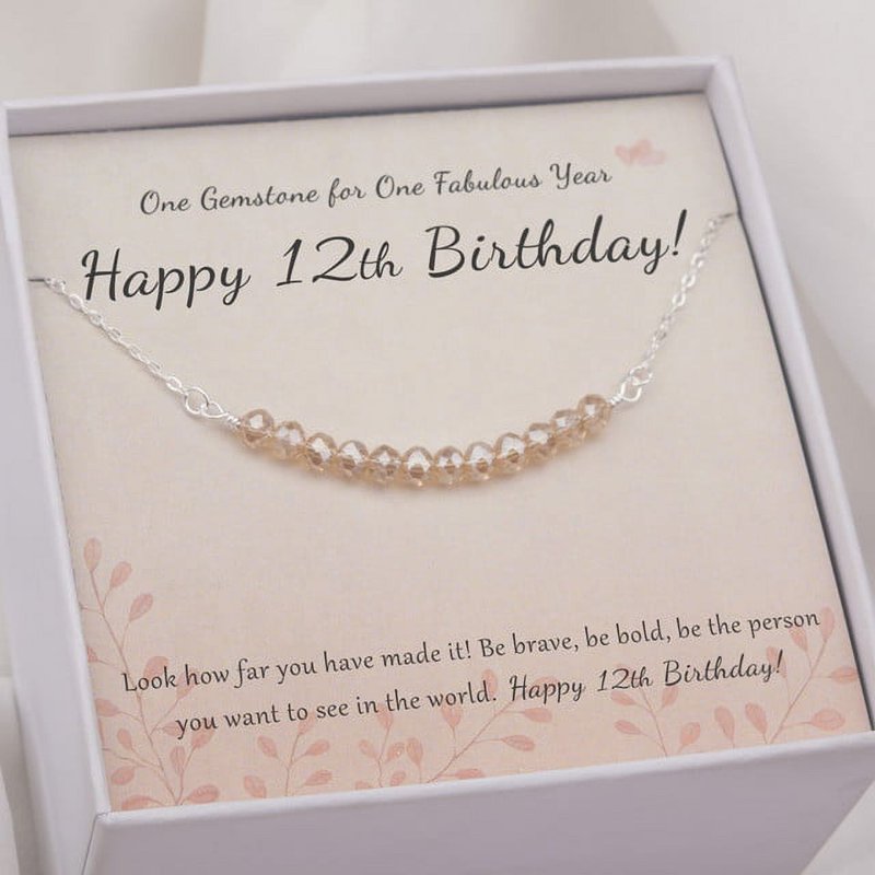 Sterling Silver Beads Necklace for 12th Birthday Gift for Girls